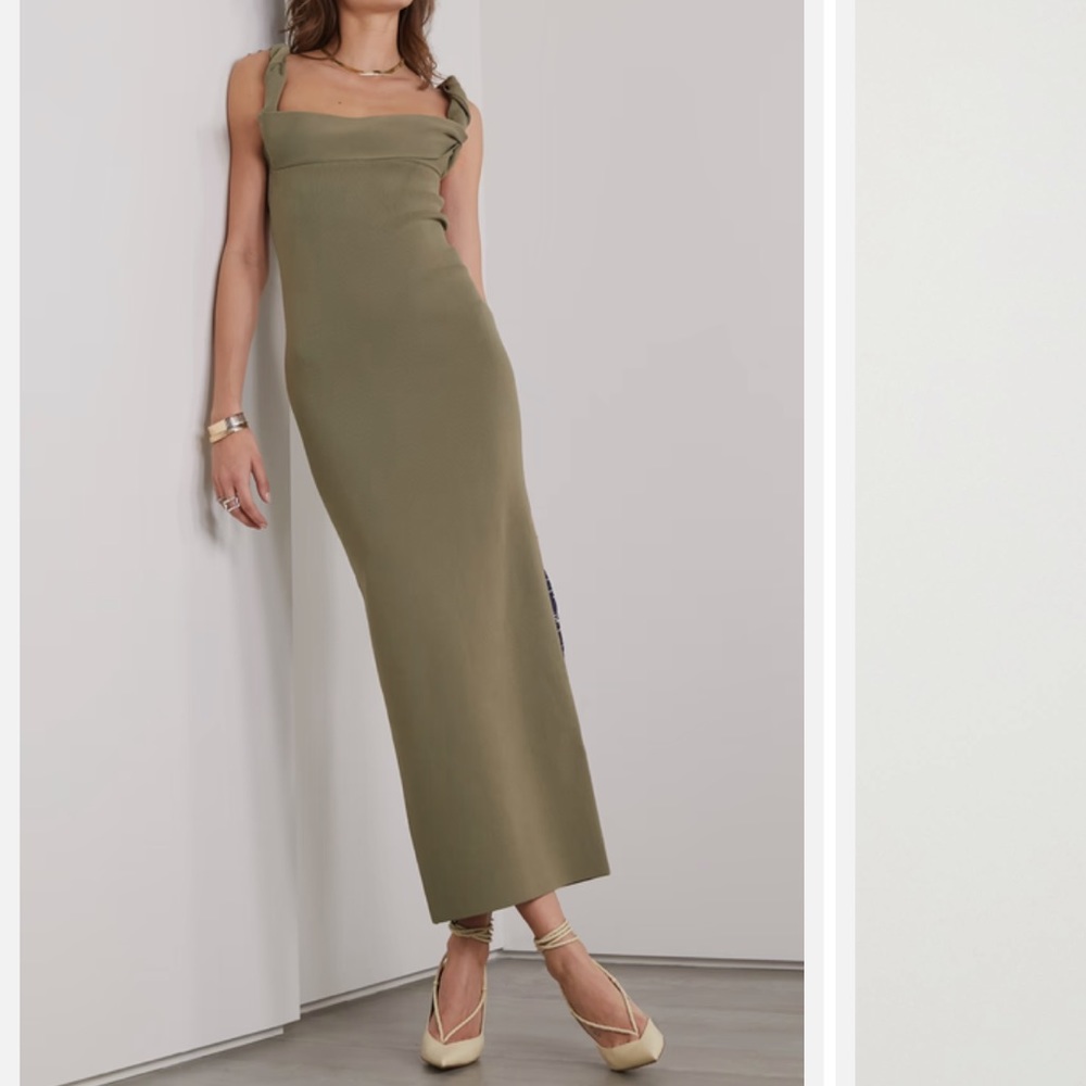 JACQUEMUS Open-back stretch-knit maxi dress in green - FR34